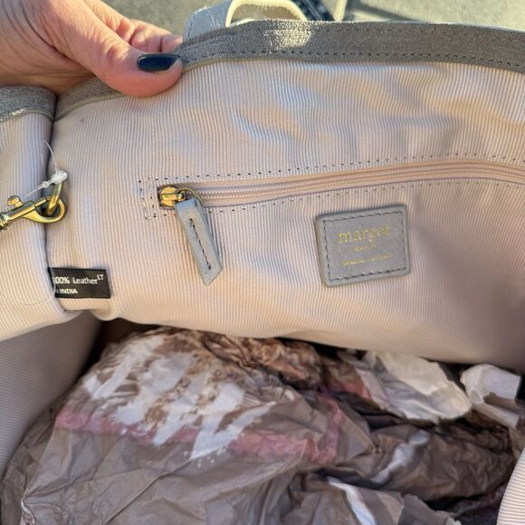 MARGOT NEW YORK JAMEE LEATHER SUEDE DOUBLE HANDLE TOTE BAG W MATCHING WALLET NWT - Picture 15 of 16